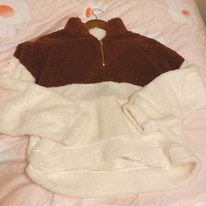 Shein teddy quarter zip pullover